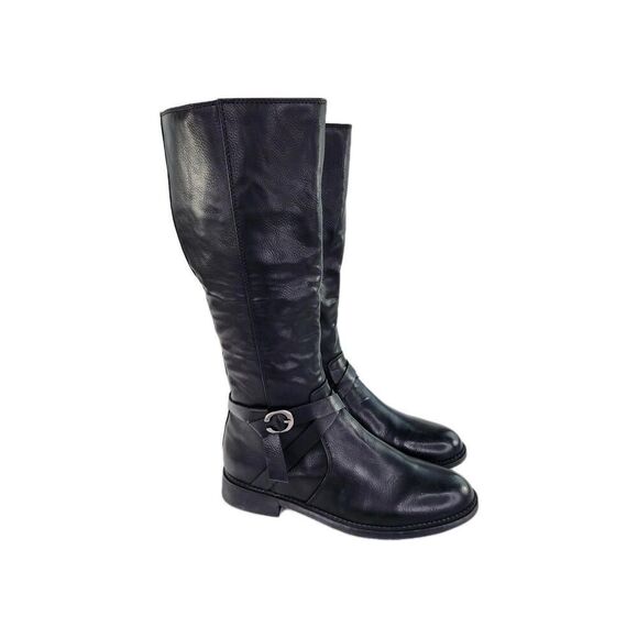 Frye Co Gaylin Stacked Heel Riding Boots US 9.5 M Regular Black Zip Tall Boot - Picture 1 of 11